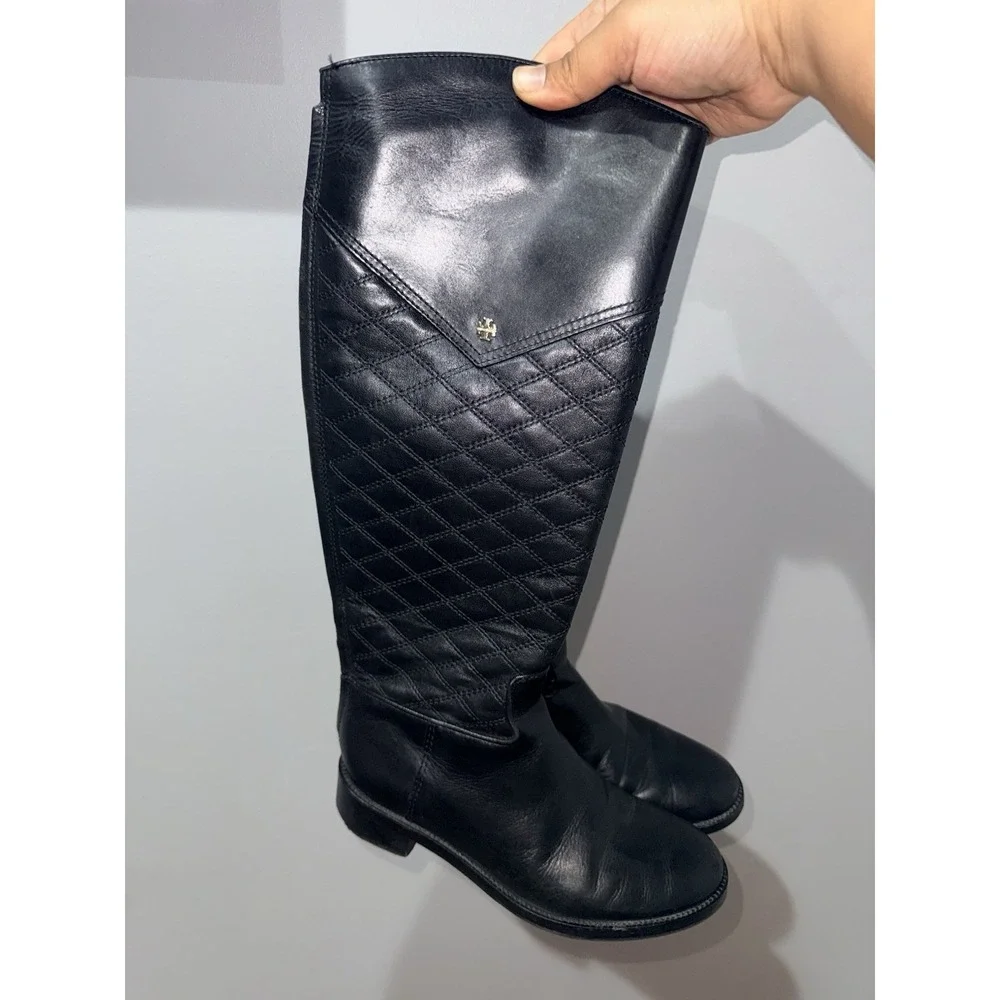 Tory Burch Claremont Quilted Black‎ High Boot Women's Size 6.5 M Designer